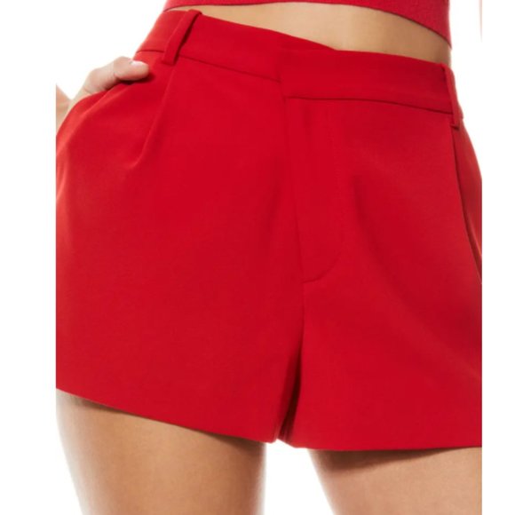 Final Price! Alice + Olivia Dawson V Drop Waist Shorts, Size 14 Red - Picture 10 of 12